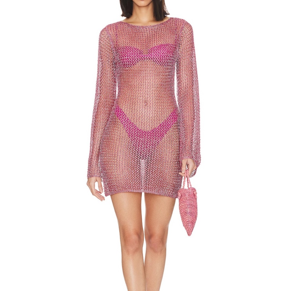 Superdown Gaia Mini Dress in Metallic Pink